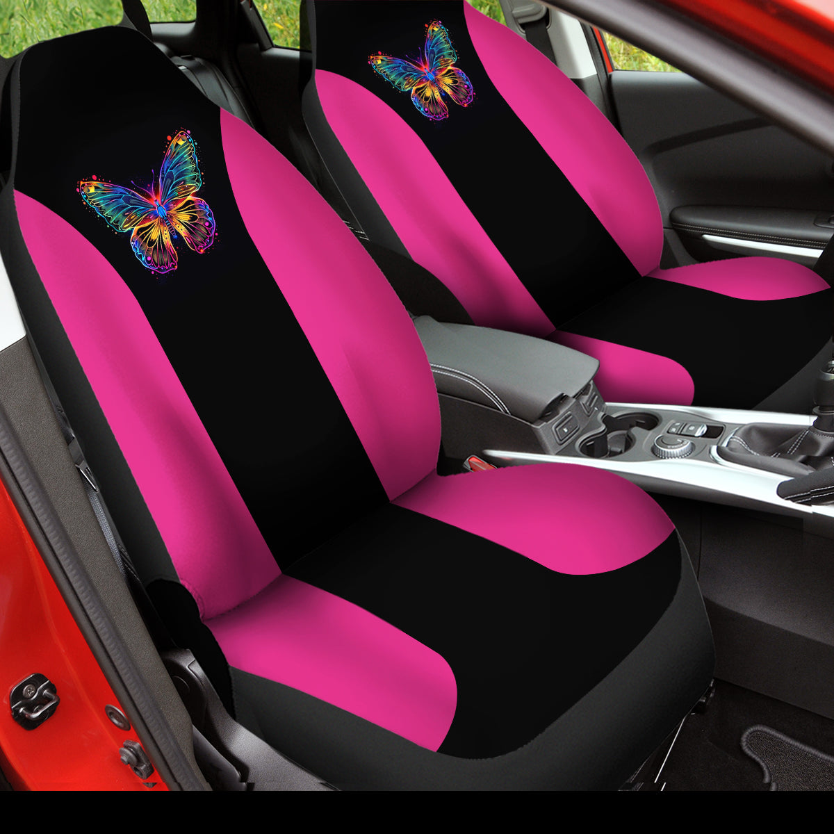 Outlet Blue 3D Air Mesh Front Seat Covers,Reflective Colorful Butterfly Bucket Seat Covers with Airbag Compatible,High Back Seat Covers Universal Fit for Cars,Truck, SUV - Delicate Leather