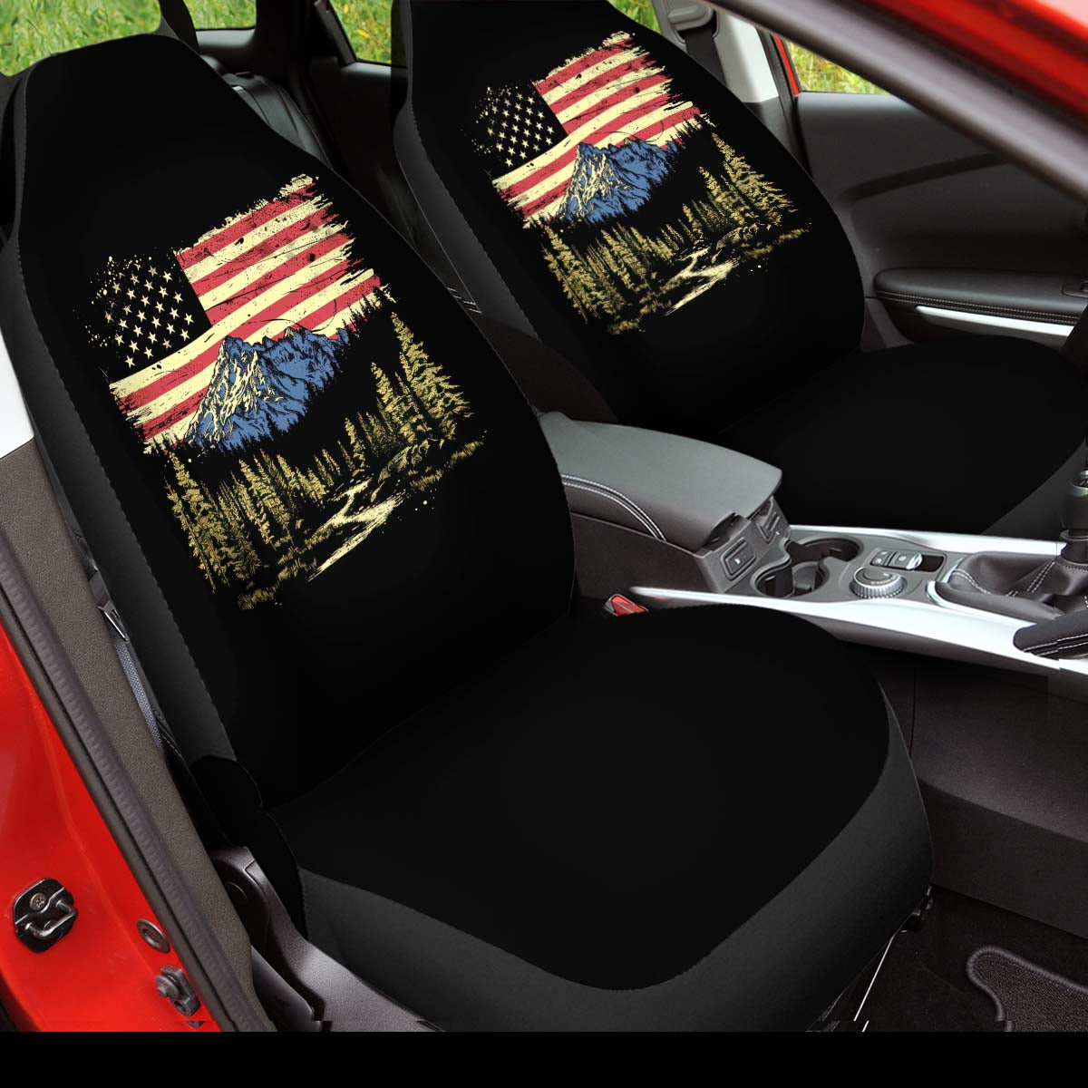 Mountain Range American Flag Car Seat Cover, Girl Riding Horse In The Desert , Front Seat Protector, For SUV, Car Accessories For Unisex, Car Seat Cover, Gift 08 - Delicate Leather