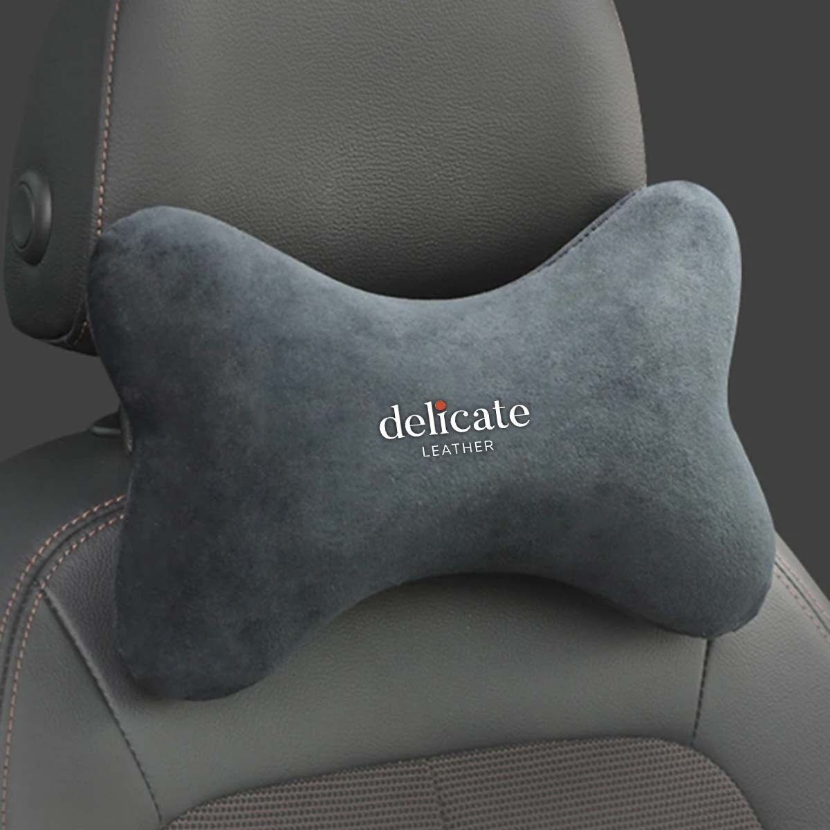 Memory Foam Car Neck Headrest Pillow: Breathable Velvet Head and Neck Support for Restful Sleep in Your Car - Delicate Leather