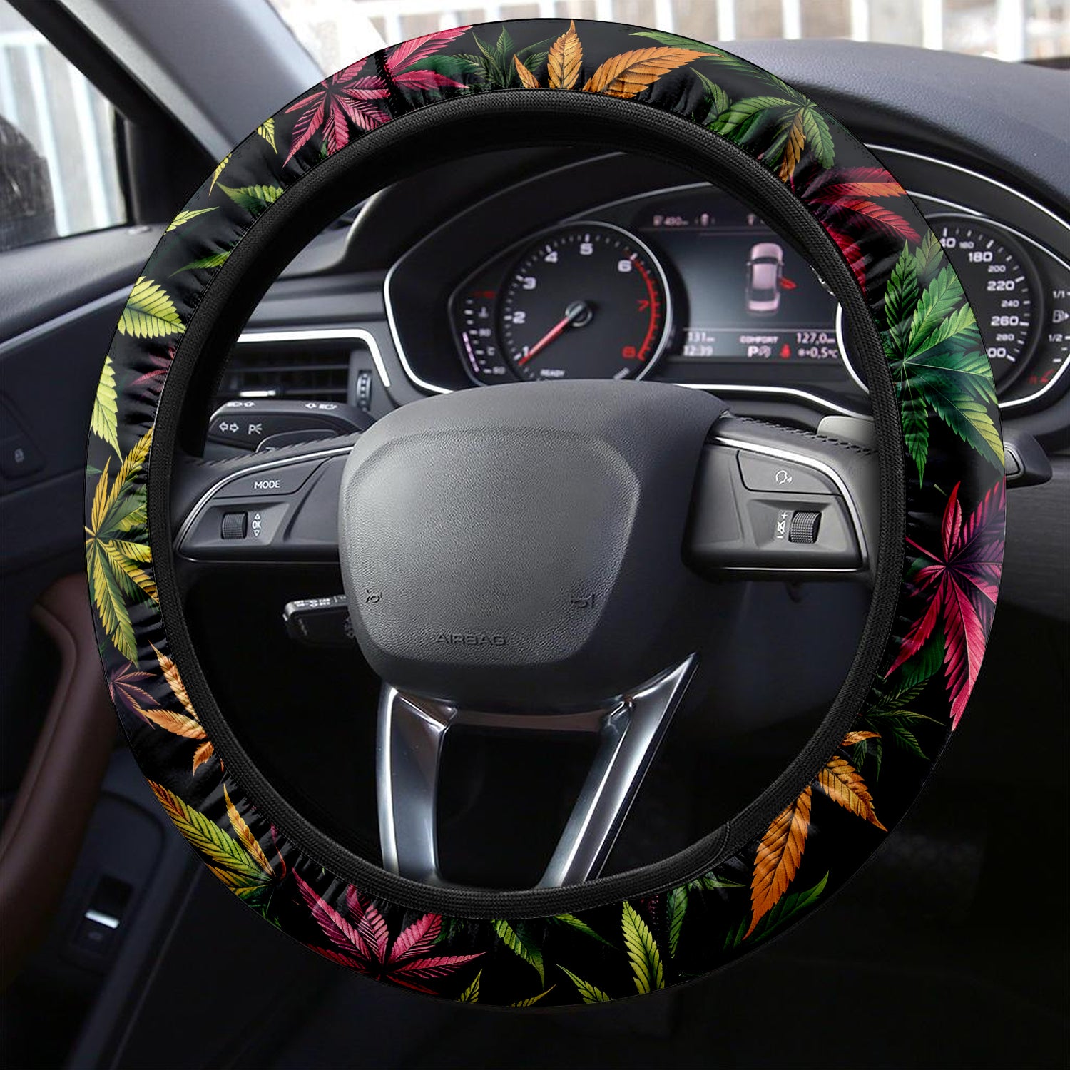 Tropical Rainforest, Forest Botanical, Car Steering Wheel Cover Update Version, Forest Botanical Custom-Fit for Car, Premium Leather Car Steering Wheel Cover , Car Accessories, Tropical 04 - Delicate Leather