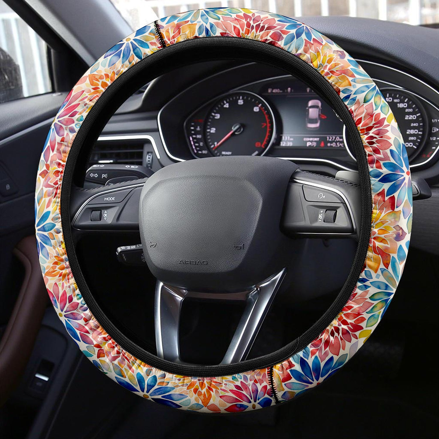 Mandala  Boho Car Steering Wheel Cover Update Version, Forest Botanical Custom-Fit for Car, Premium Leather Car Steering Wheel Cover , Car Accessories, Boho 05 - Delicate Leather