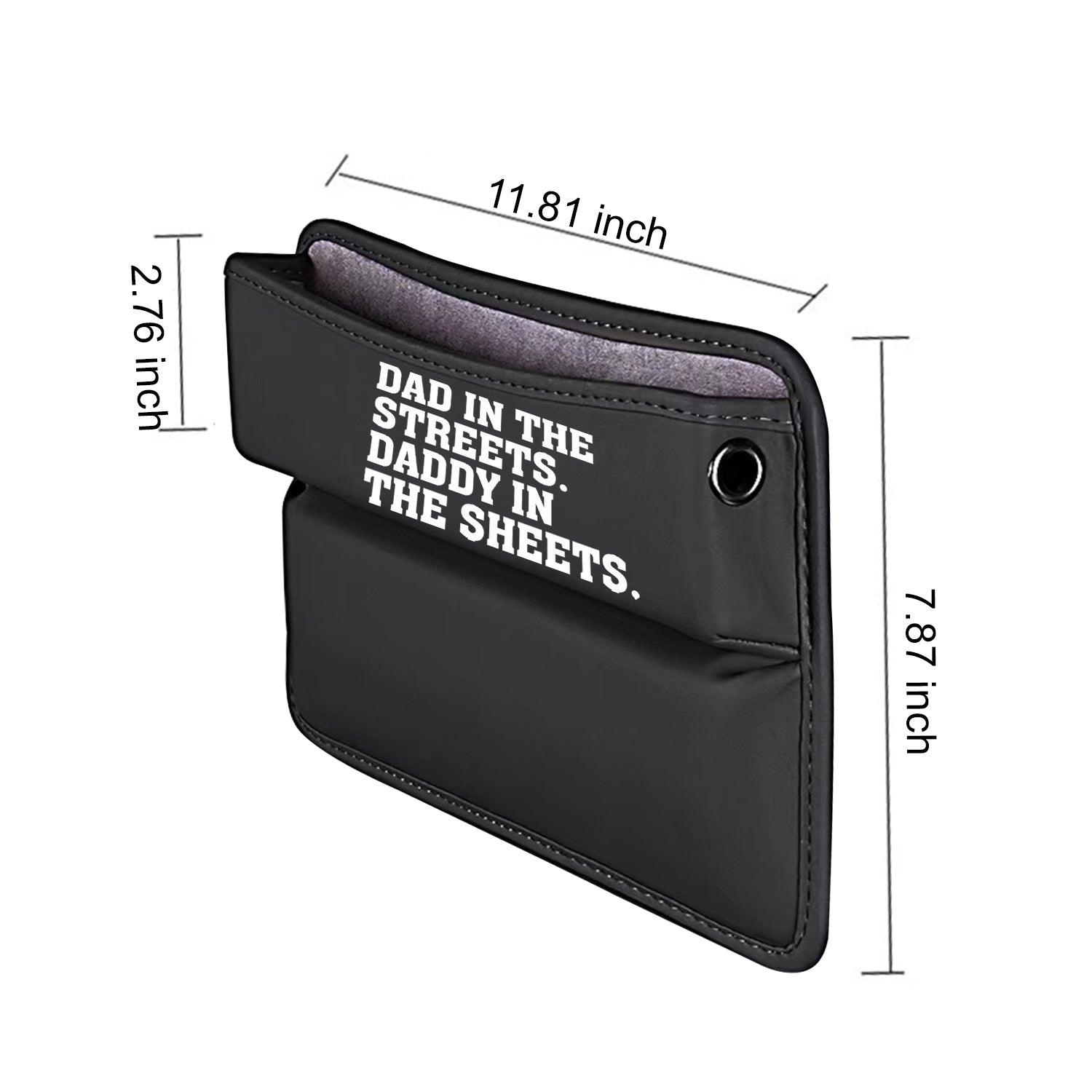 Car Seat Gap Filler Organizer, Custom FIt For Your Cars, Dad In The Streets. Daddy In The Sheets, Multifunctional PU Leather Console Side Pocket Organizer for Cellphones, Cards, Wallets, Keys, Gift for Daddy - Delicate Leather