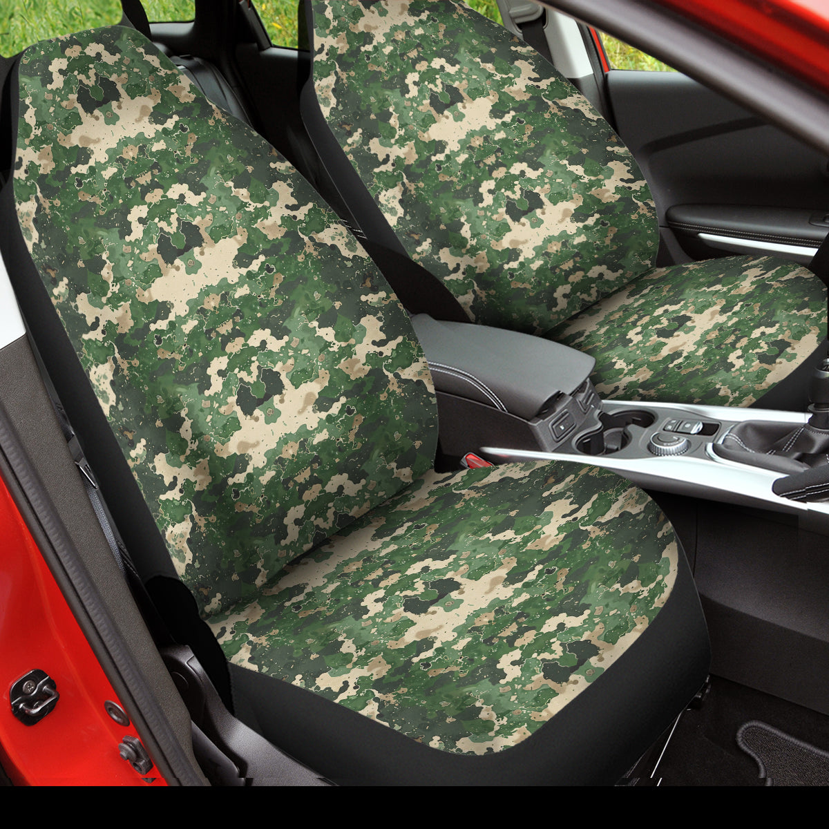 Camo Car Seat Covers Camouflage Set of 2 Seat Protectors Universal Fit For Car SUV Bucket Seats, Camo 0610 - Delicate Leather