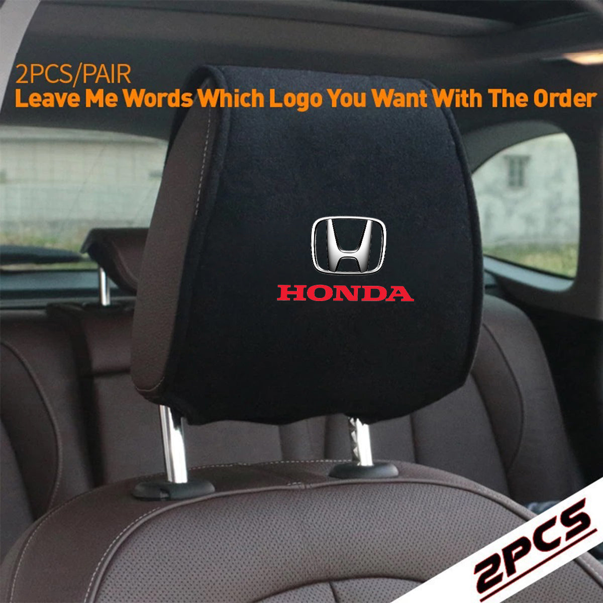 Car Seat Headrest Cover Breathable Flexible Headrest Covers Velcro Auto Headrest Covers Universal Fit, Custom For Your Cars, Car Accessories HA13998 - Delicate Leather