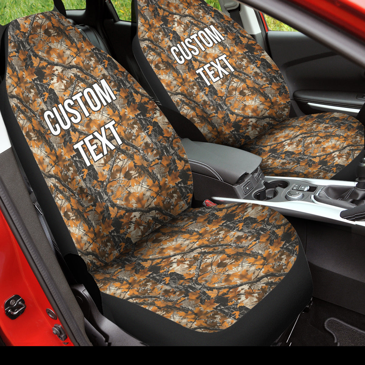 Personalized Custom Camo Car Seat Covers Hunter Camo Camouflage Set of 2 Seat Protectors Universal Fit For Car SUV Bucket Seats, Camo 13 - Delicate Leather