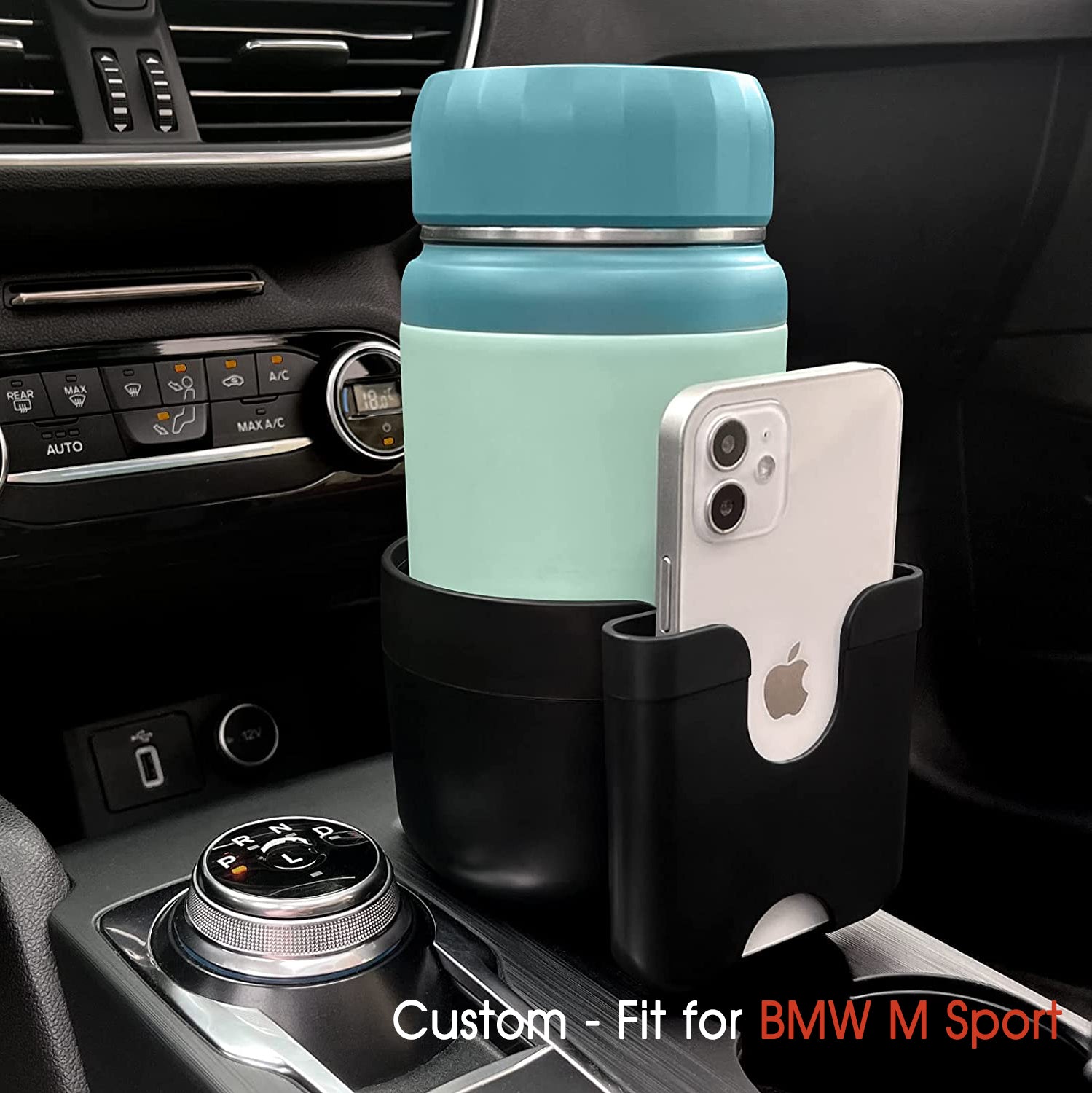 Car Cup Holder 2-in-1, Custom-Fit For Car, Car Cup Holder Expander Adapter with Adjustable Base, Car Cup Holder Expander Organizer with Phone Holder DLKO233 - Delicate Leather