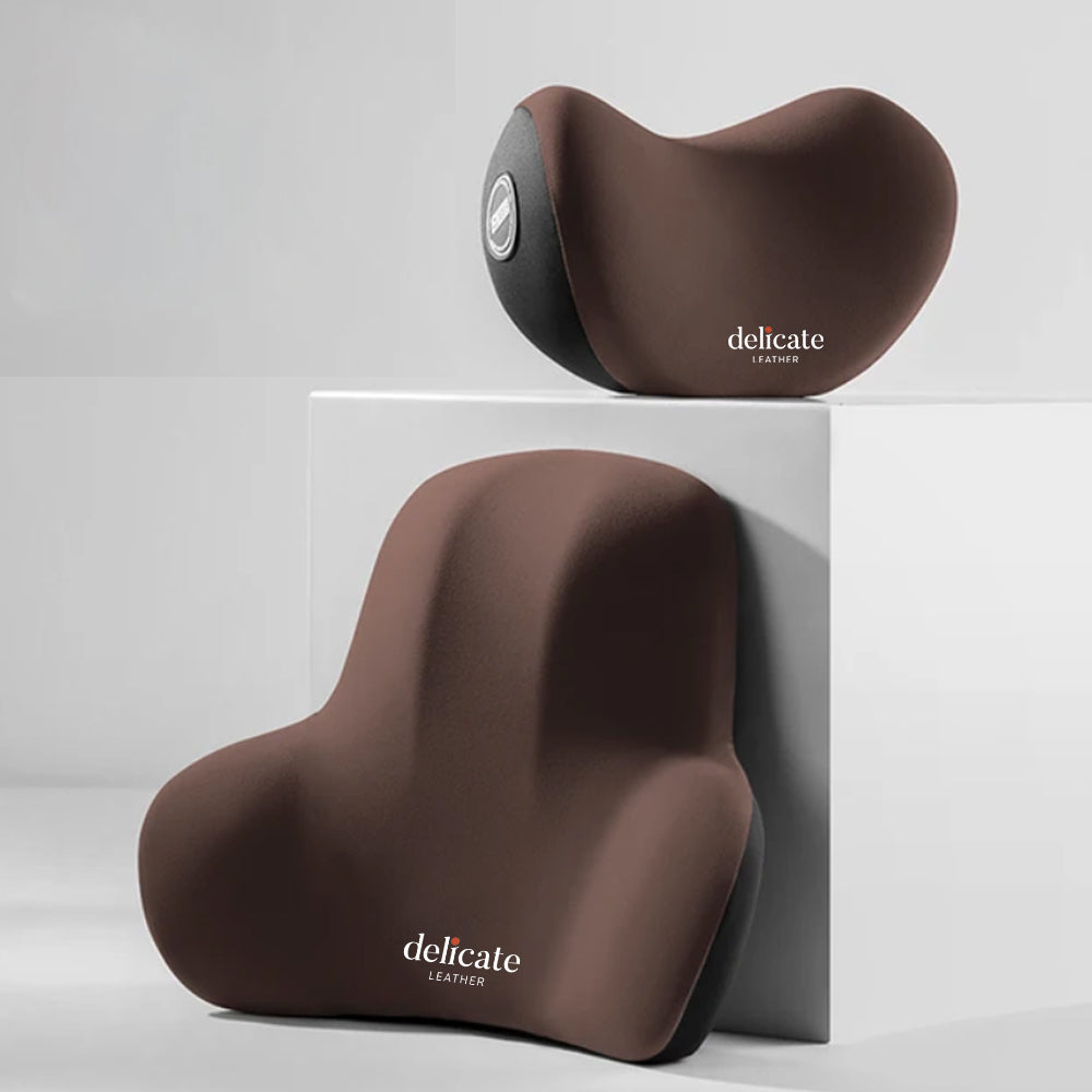 Delicate Leather Neck Memory Foam Pillow, Fit with all car, Car Seat Headrest Neck Rest Cushion for Driving Seat Auto Head Rest Neck Support