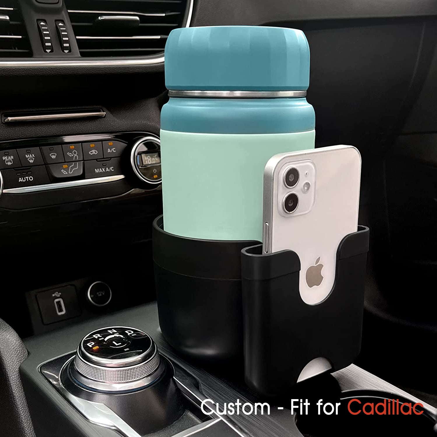 Car Cup Holder 2-in-1, Custom-Fit For Car, Car Cup Holder Expander Adapter with Adjustable Base, Car Cup Holder Expander Organizer with Phone Holder DLCA233 - Delicate Leather