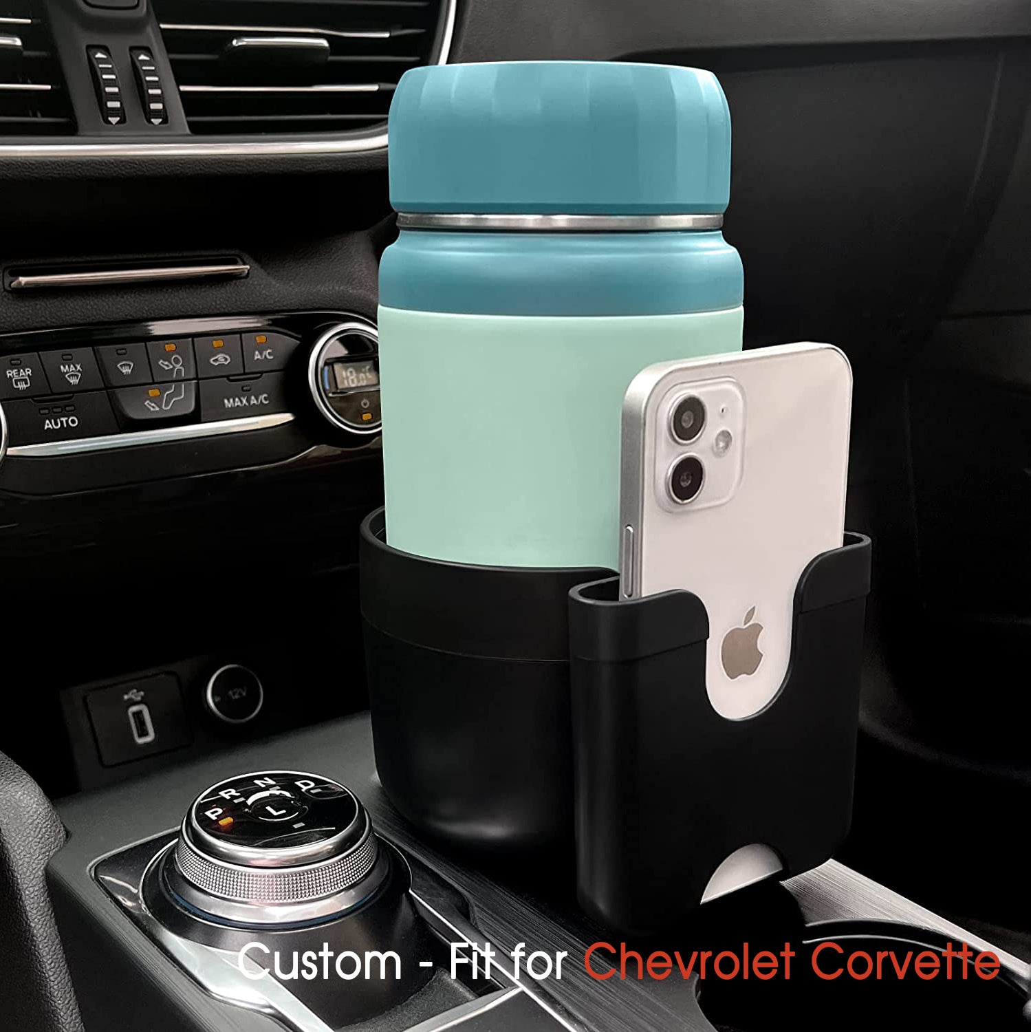 Car Cup Holder 2-in-1, Custom-Fit For Car, Car Cup Holder Expander Adapter with Adjustable Base, Car Cup Holder Expander Organizer with Phone Holder DLCC233 - Delicate Leather
