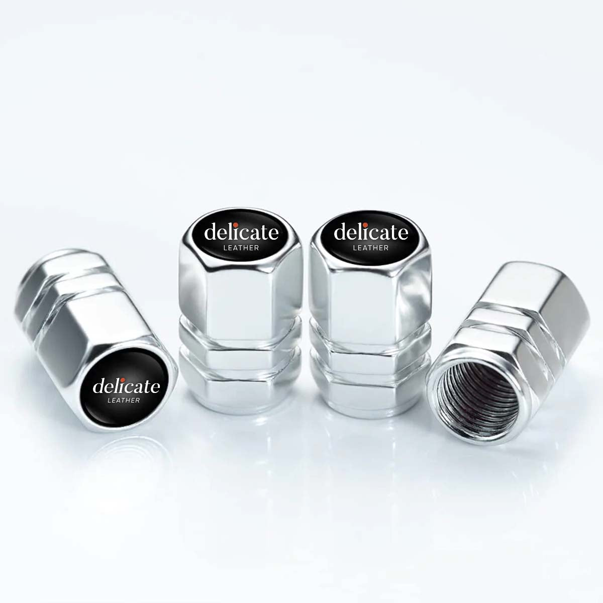 Metal Car Wheel Tire Valve Stem Caps with Keychain Replacement Key Chain Car Logo Keychains car Accessories - Delicate Leather