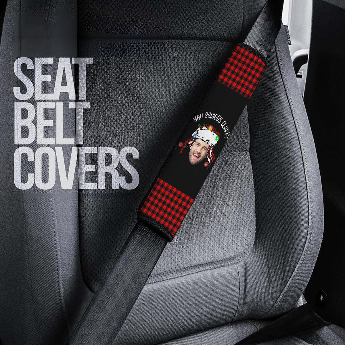 Custom Funny Photo Family Christmas 2024 Seat Belt Covers (2PCS) , Microfiber Leather Seat Belt Shoulder Pads for More Comfortable Driving, Christmas 03