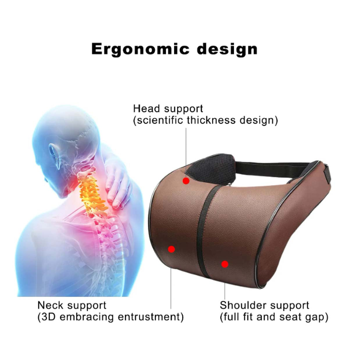 Delicate Leather, Premium PU Leather Car Neck Pillow with Memory Foam for Neck Support - Available in 3 Elegant Colors - Delicate Leather