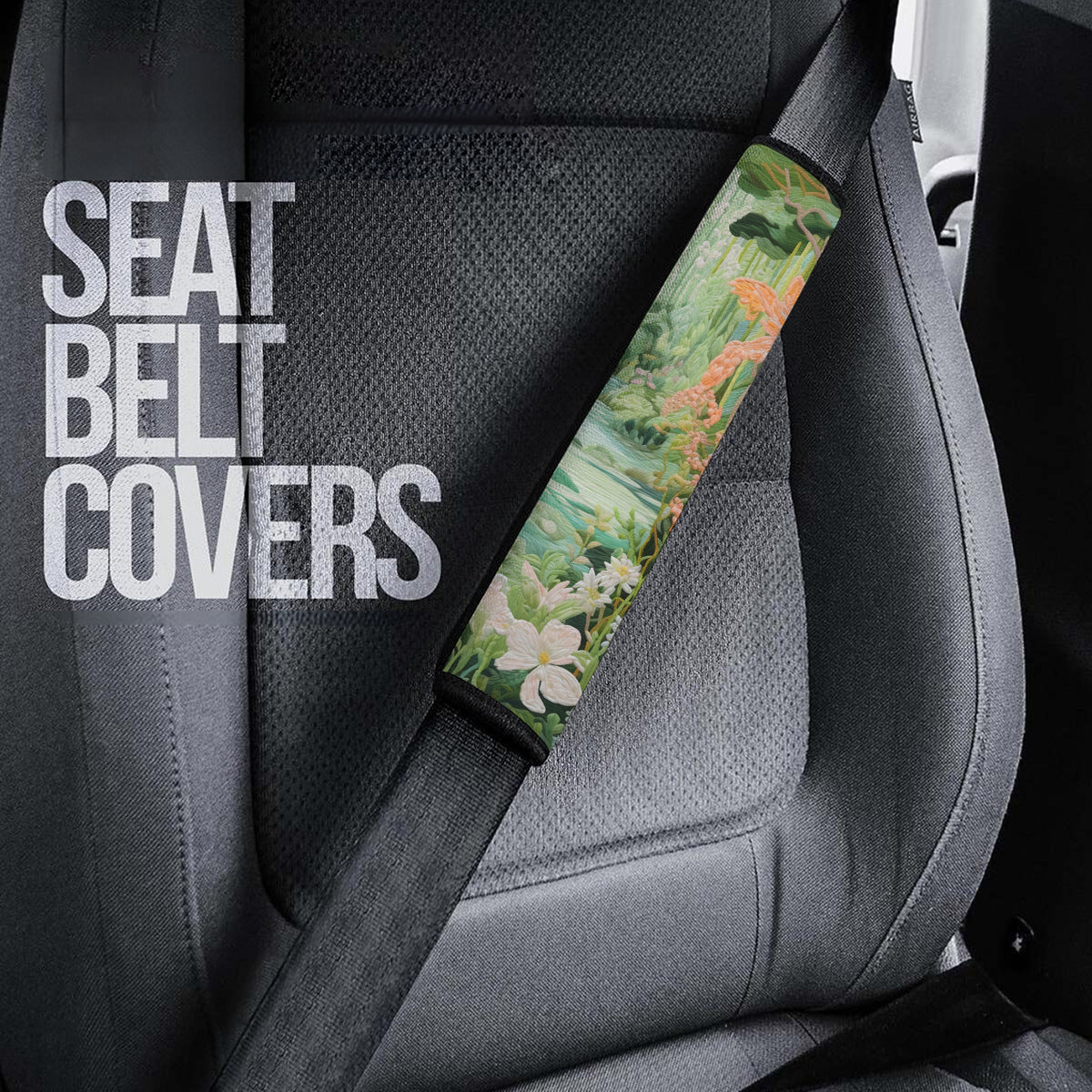 Moody Botanical Art Seat Belt Covers (2PCS), Microfiber Leather Seat Belt Shoulder Pads for More Comfortable Driving,Natural 02 - Delicate Leather