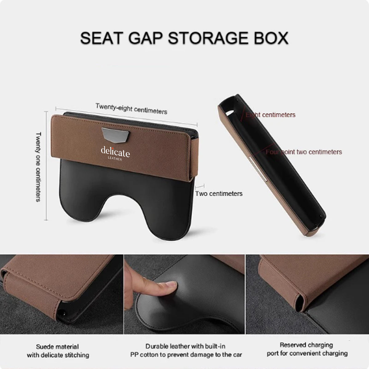 Multifunctional PU Leather Car Seat Gap Filler & Organizer - Delicate Leather