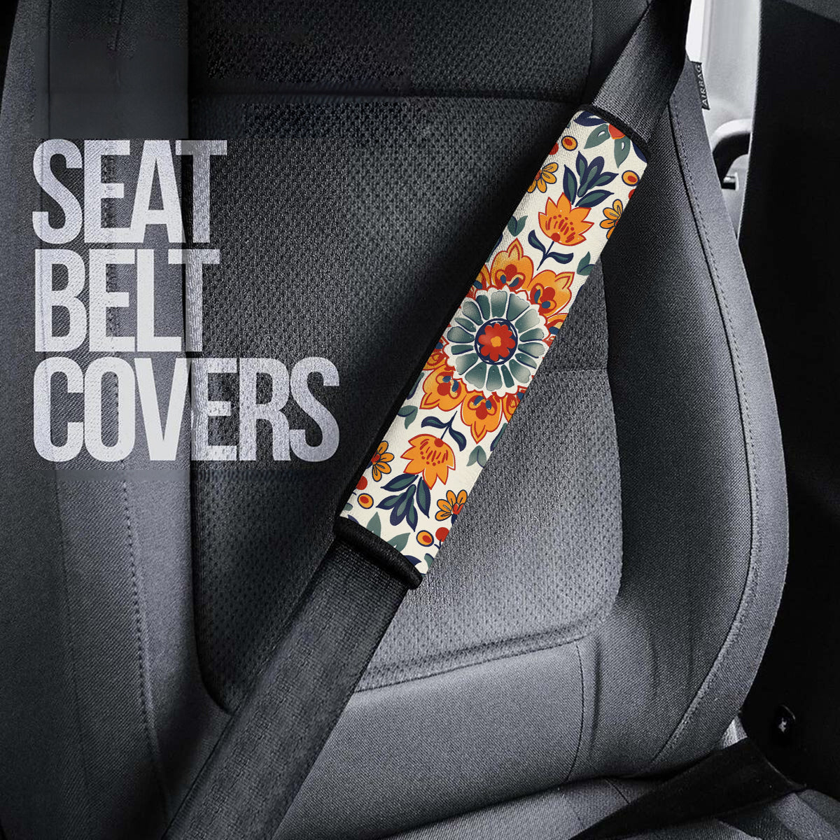 Mandala Boho Seat Belt Covers (2PCS) , Microfiber Leather Seat Belt Shoulder Pads for More Comfortable Driving, Boho 06 - Delicate Leather