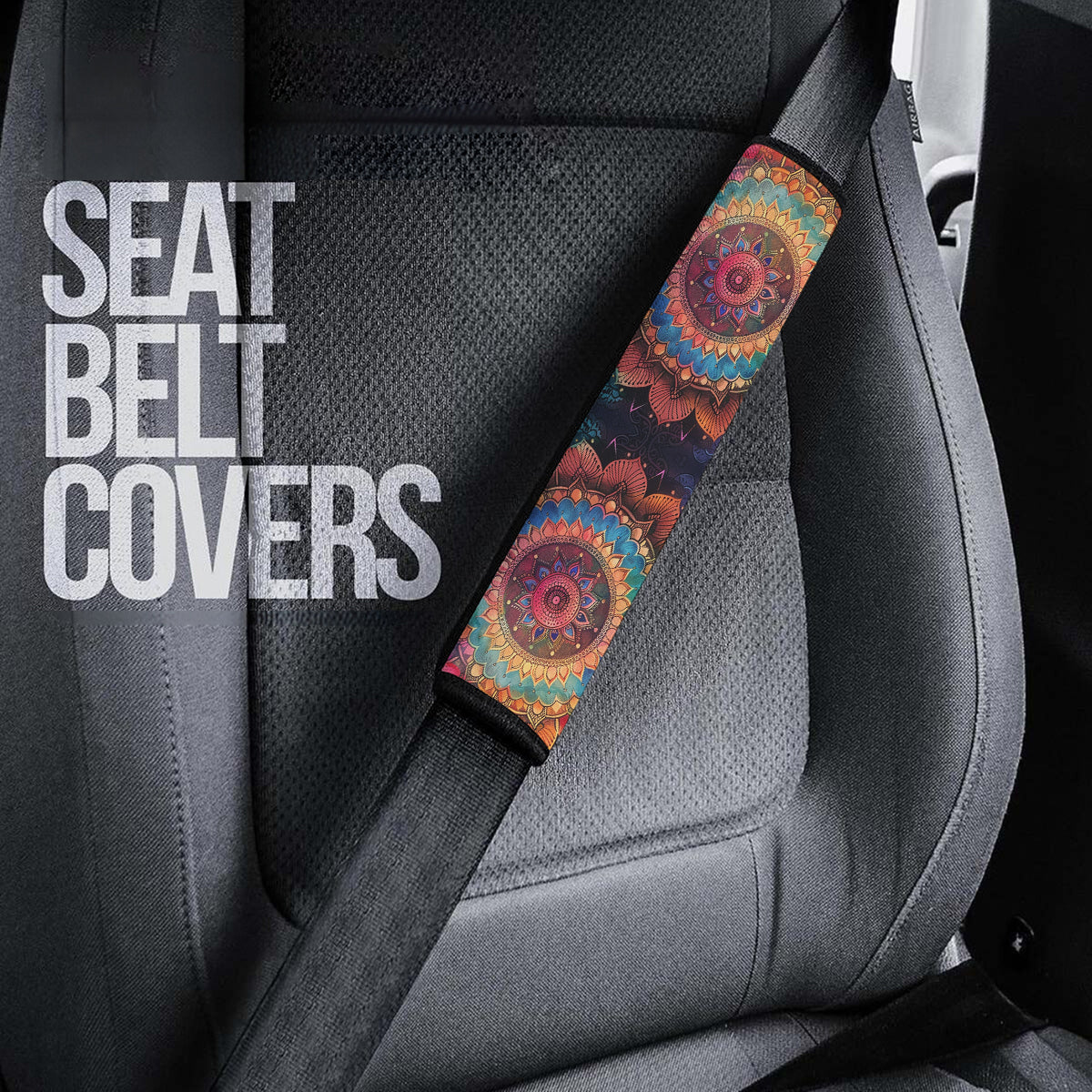 Mandala Boho Seat Belt Covers (2PCS) , Microfiber Leather Seat Belt Shoulder Pads for More Comfortable Driving, Boho 05 - Delicate Leather