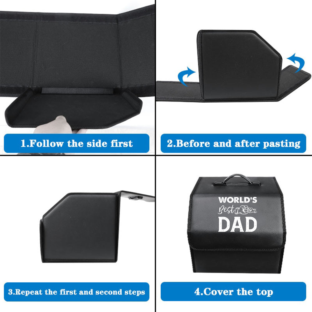 World's Best Dad Foldable Trunk Storage Luggage Organizer Box, Custom-Fit For Car, SUV Trunk Organizer Van Cargo Carrier Caddy for Shopping, Camping Picnic, Home Garage, Father's Day Gift 05