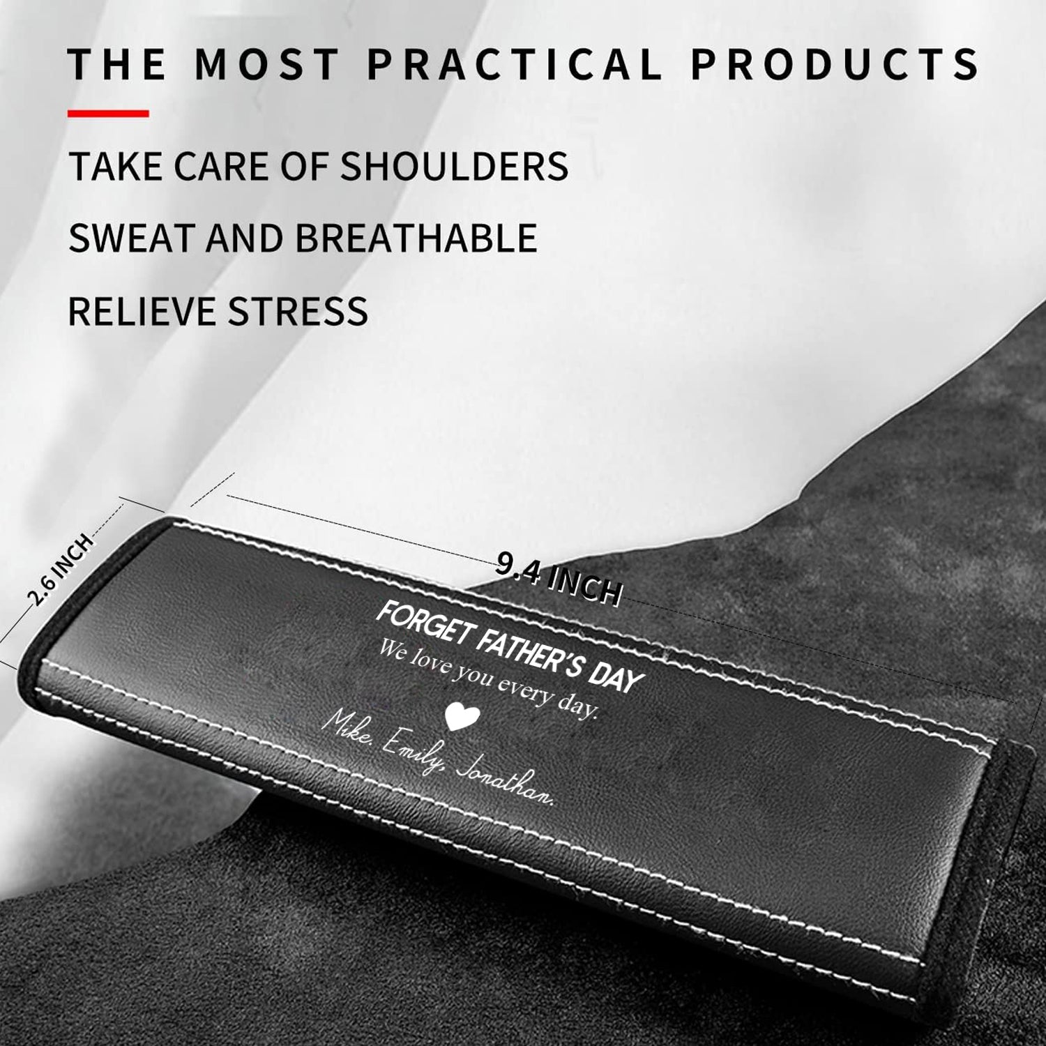 Personalized Car Seat Belt Covers (2PCS), Custom For Your Cars, Happy Father's Day, Microfiber Leather Seat Belt Shoulder Pads for More Comfortable Driving, Car Accessories, Gift for Daddy - Delicate Leather