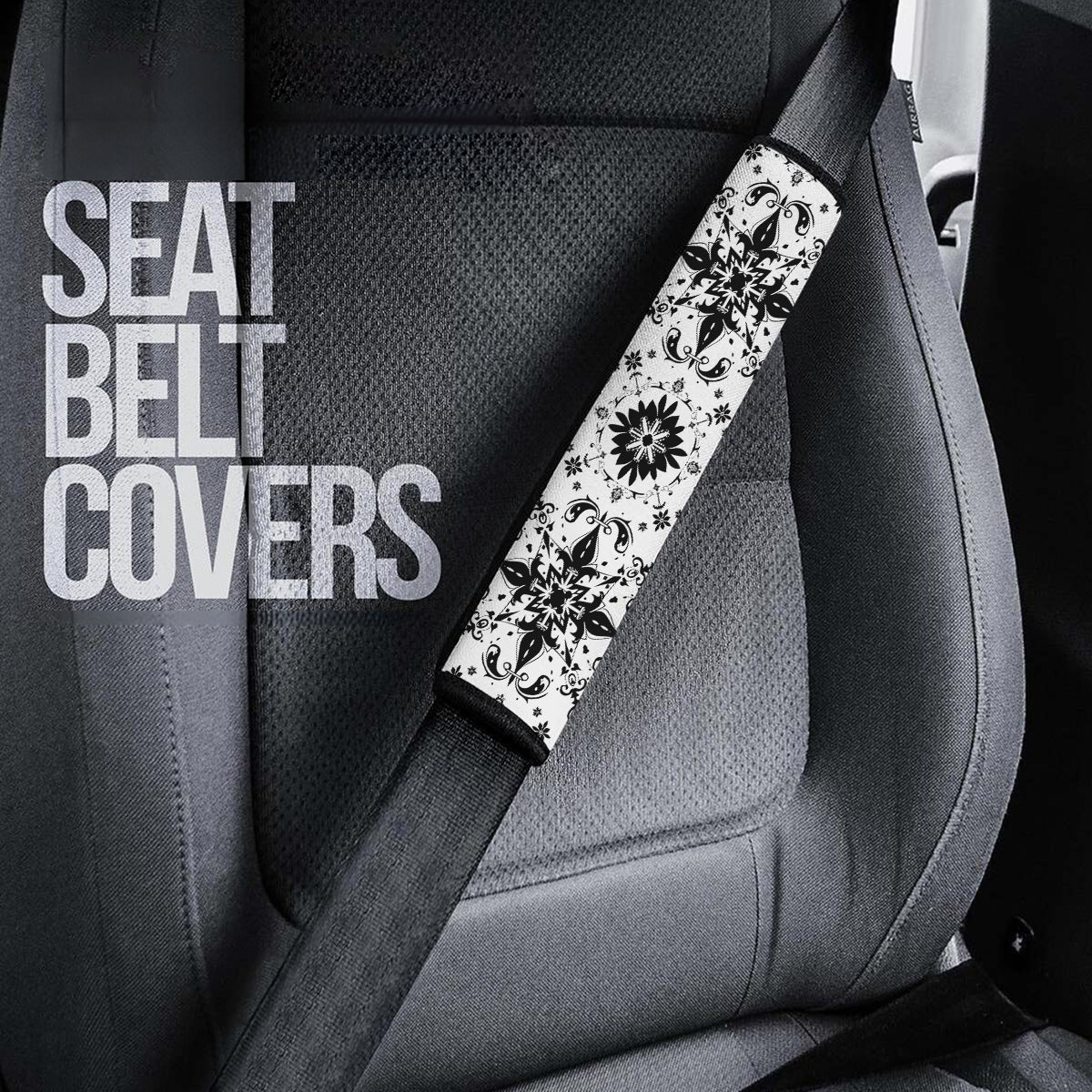 Mandala  Boho Seat Belt Covers (2PCS) , Microfiber Leather Seat Belt Shoulder Pads for More Comfortable Driving, Boho 15 - Delicate Leather