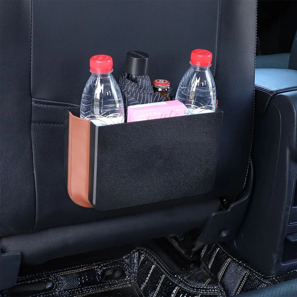 Hanging Waterproof Car Trash can-Foldable, Custom-Fit For Car, Waterproof, Equipped with Cup Holders and Trays DLAR251
