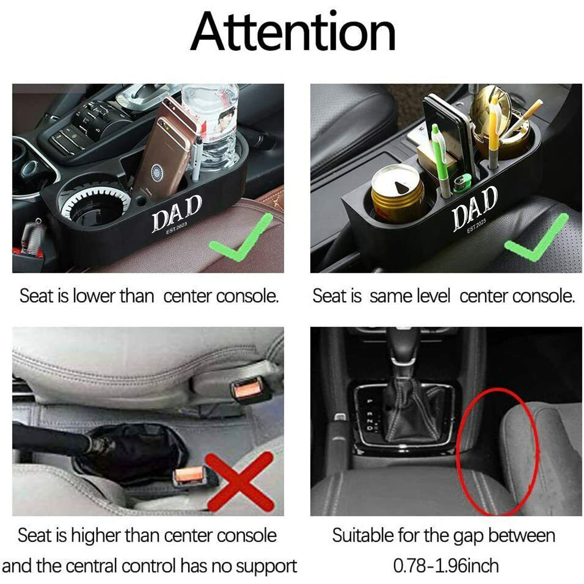 Personalized Cup Holder Portable Multifunction Vehicle Seat Cup Cell Phone Drinks Holder Box Car Interior Organizer, Daddy Est Year, Happy Father's Day, Custom For Your Cars, Car Accessories, Gift for Daddy