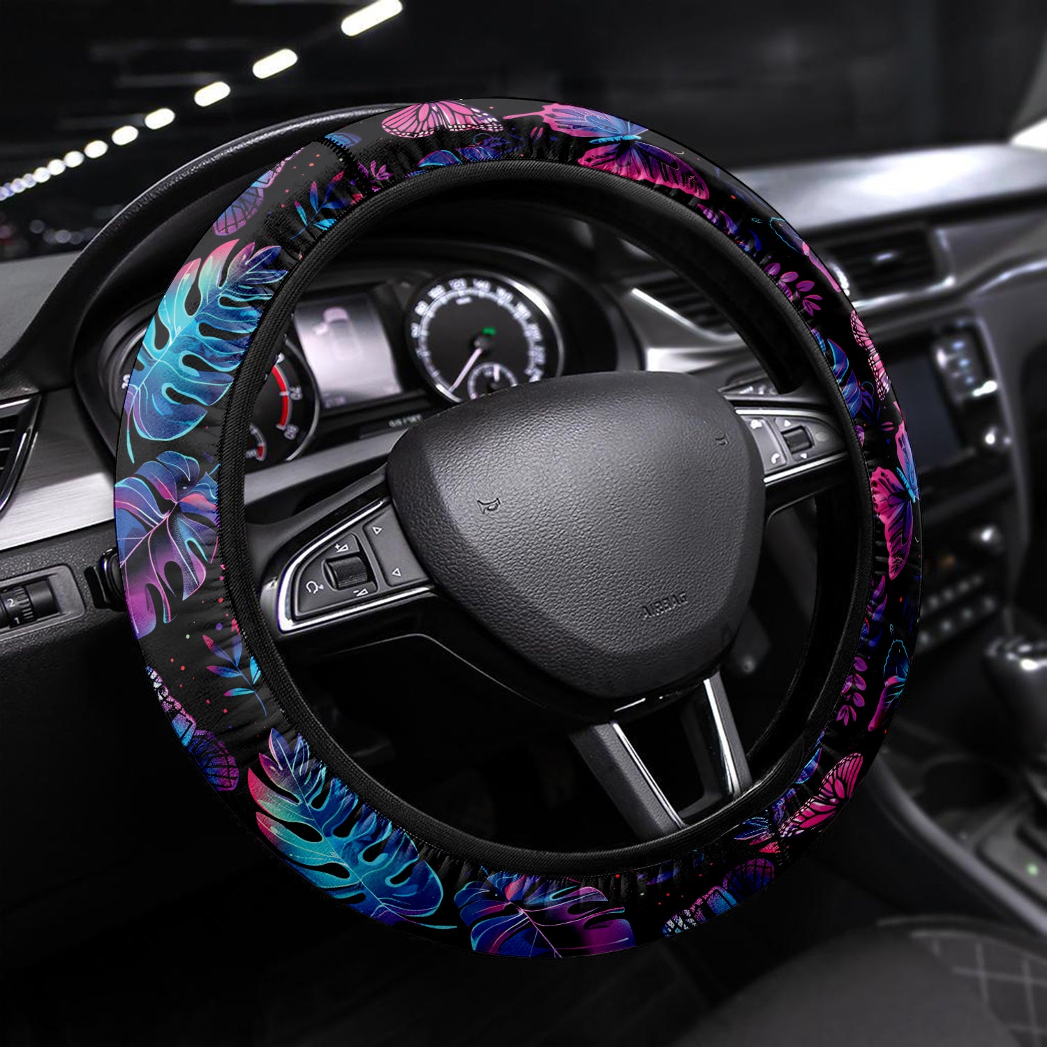Tropical Rainforest, Forest Botanical, Car Steering Wheel Cover Update Version, Forest Botanical Custom-Fit for Car, Premium Leather Car Steering Wheel Cover , Car Accessories, Tropical 07 - Delicate Leather