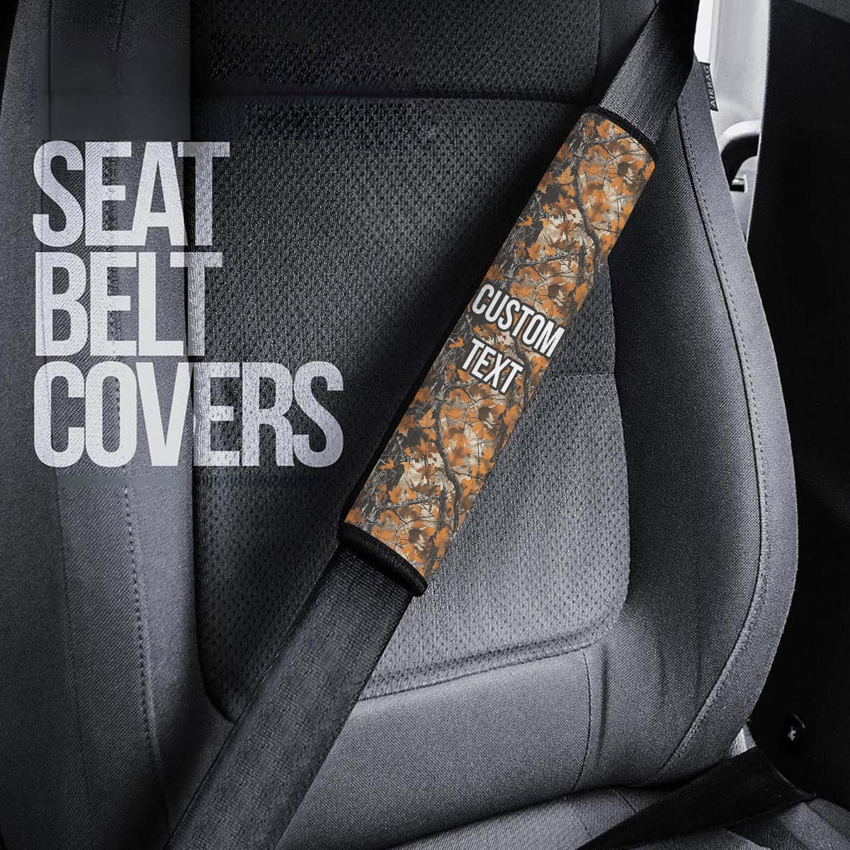 Personalized Custom Camo Seat Belt Covers (2PCS) Orange Camo Camouflage, Microfiber Leather Seat Belt Shoulder Pads for More Comfortable Driving, Camo 13 - Delicate Leather