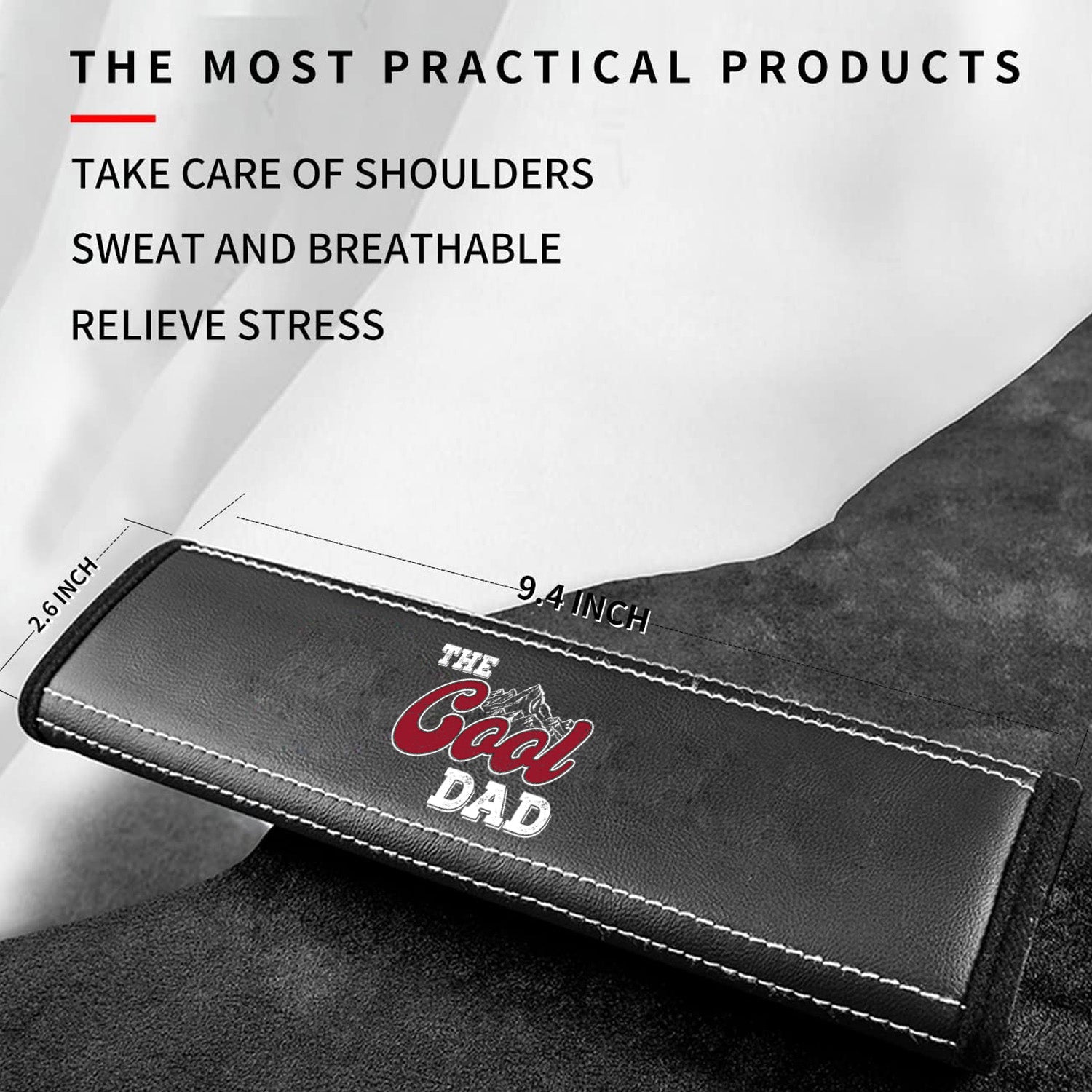 The Cool Dad Car Seat Belt Covers (2PCS), Custom For Your Cars, Microfiber Leather Seat Belt Shoulder Pads for More Comfortable Driving, Father's Day Gift, Car Accessories - Delicate Leather