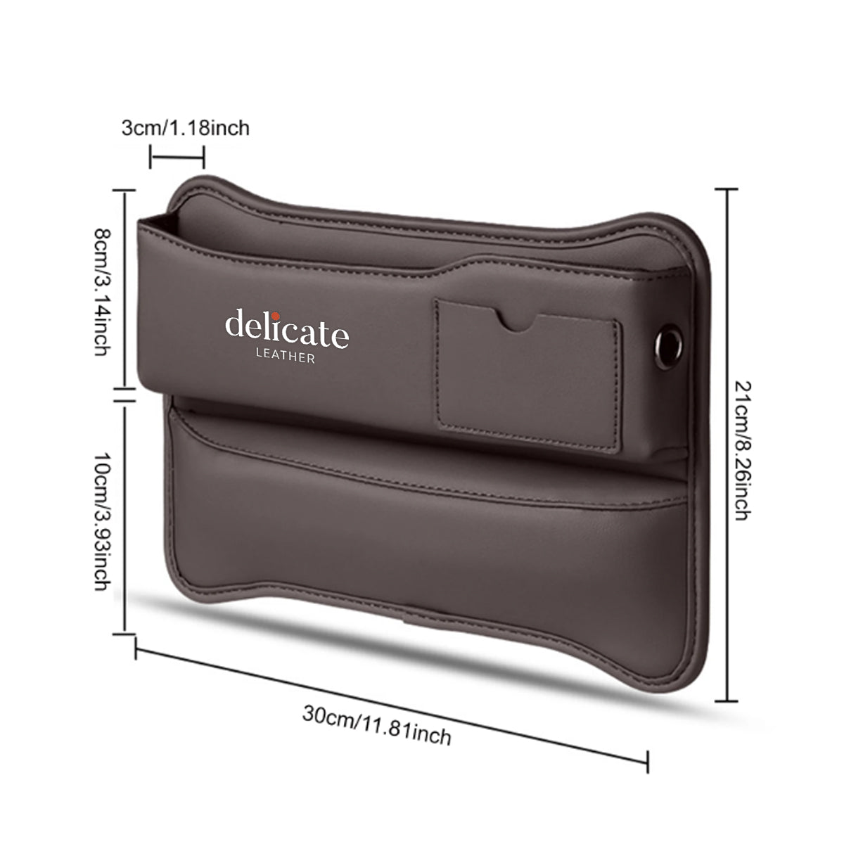 Car Seat Gap Filler Organizer, Custom For Your Cars, Multifunctional PU Leather Console Side Pocket Organizer for Cellphones, Cards, Wallets, Keys - Delicate Leather