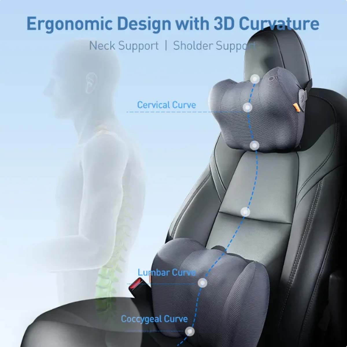 Baseus Car Neck Pillow Cushion: Premium Vehicle Head Pillow for Enhanced Seat Headrest and Lumbar Support, Memory Foam Travel Pillow - A Must-Have Car Accessory for Ultimate Comfort - Delicate Leather