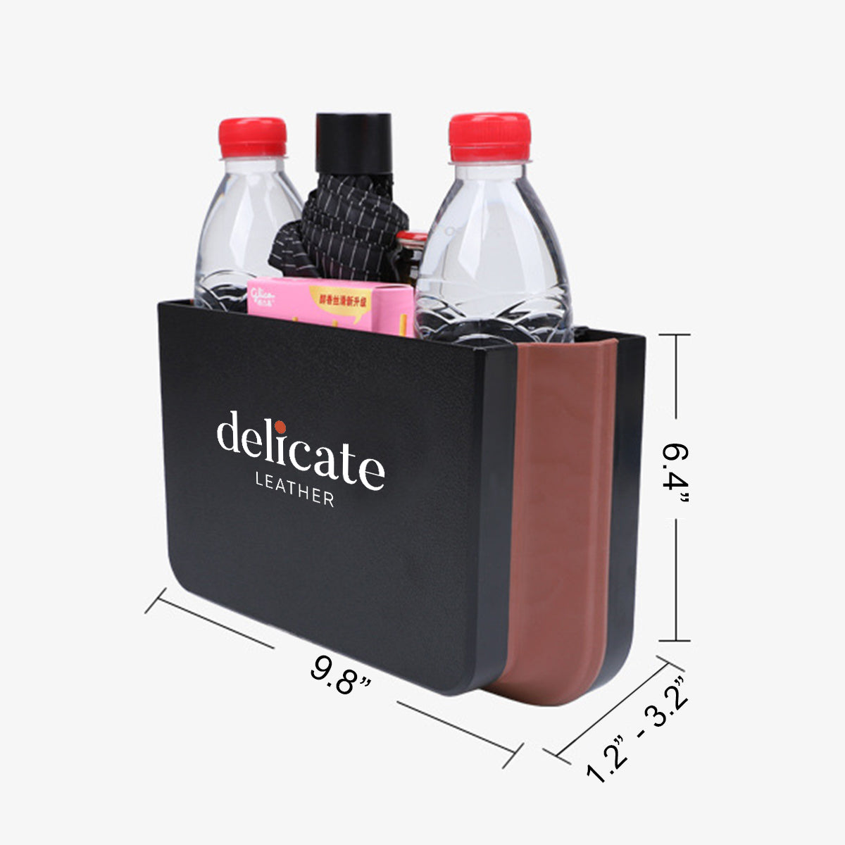 Delicate Leather Hanging Waterproof Car Trash can-Foldable, Custom For Your Cars, Waterproof, and Equipped with Cup Holders and Trays. Multi-Purpose, Car Accessories CC11992