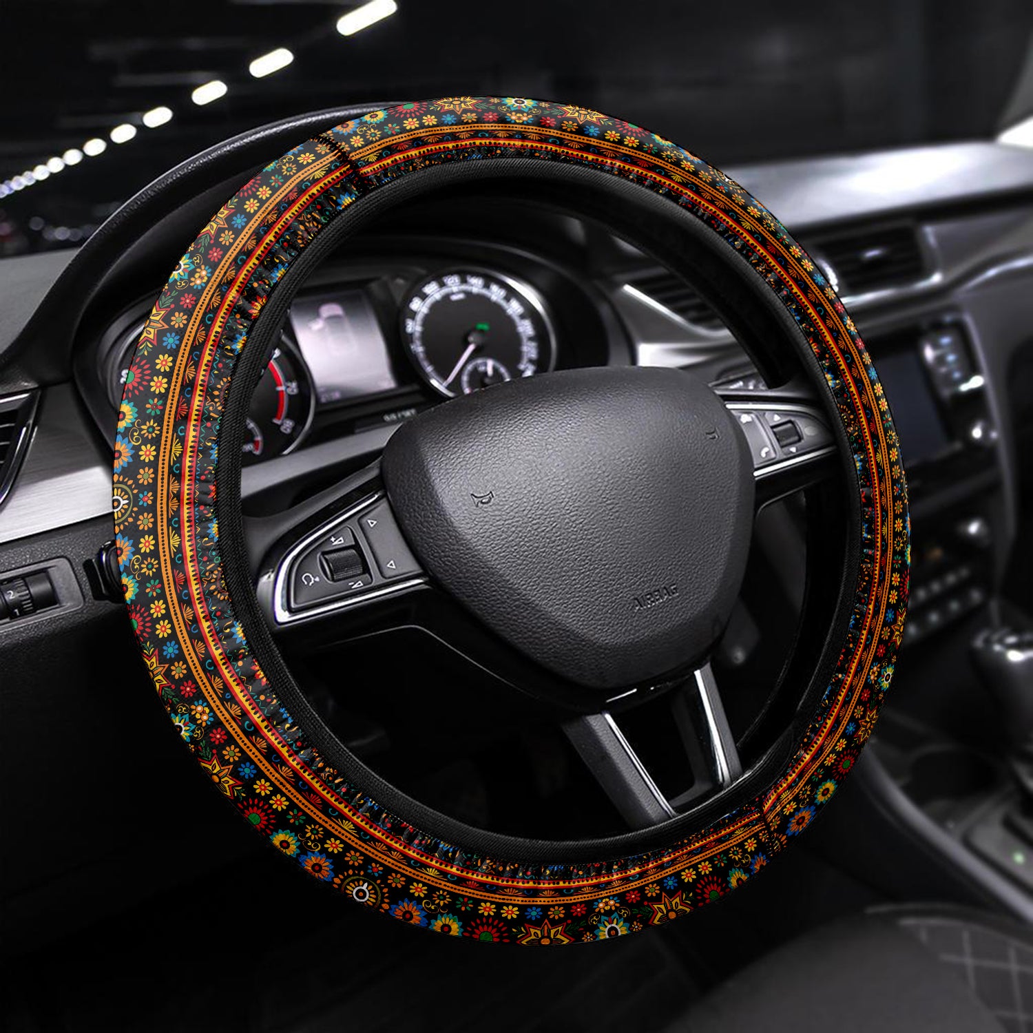 Mandala  Boho Car Steering Wheel Cover Update Version, Forest Botanical Custom-Fit for Car, Premium Leather Car Steering Wheel Cover , Car Accessories, Boho 07 - Delicate Leather