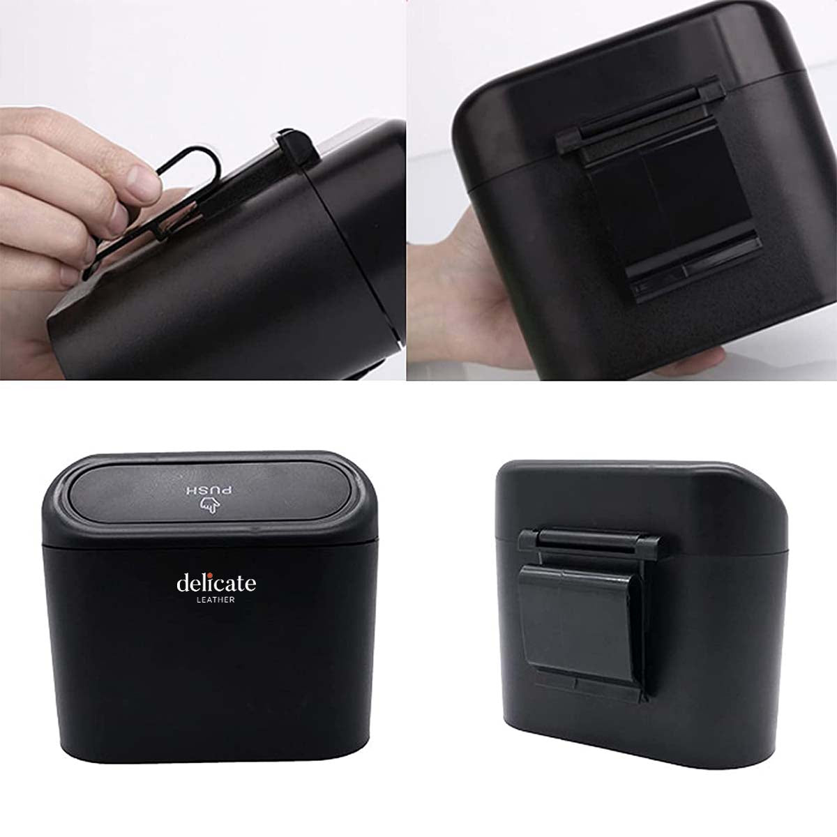 Car Trash Can, Custom For Cars, Mini Car Accessories with Lid and Trash Bag, Cute Car Organizer Bin, Small Garbage Can for Storage and Organization, Car Accessories MS11996 - Delicate Leather