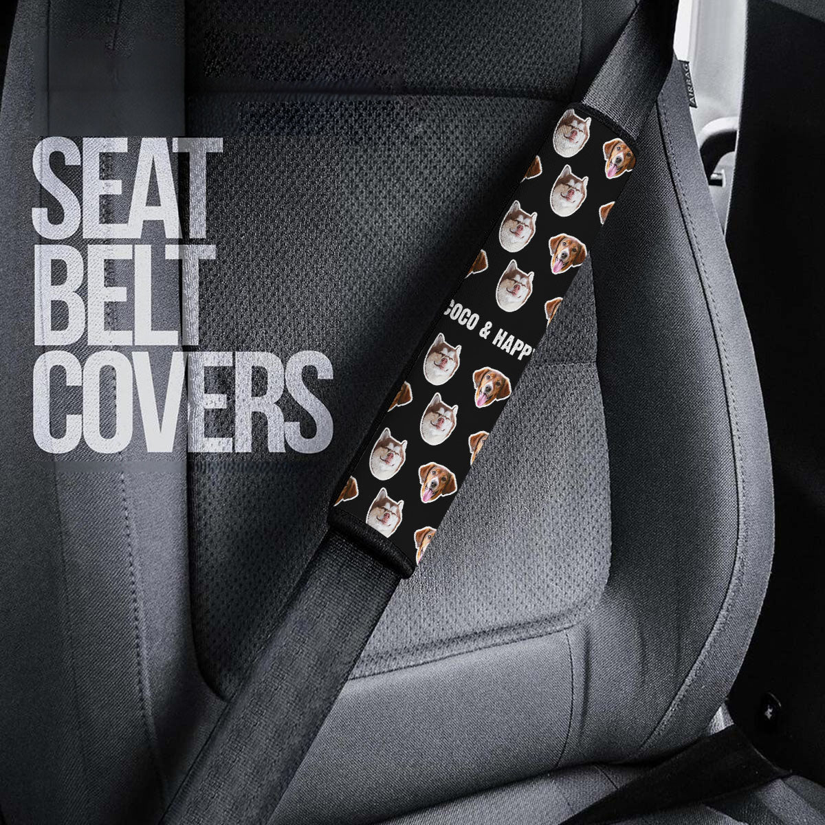 Customized Photo Pet Seat Belt Covers (2PCS) ,Custom Seat Belt Covers with Picture Microfiber Leather Seat Belt Shoulder Pads for More Comfortable Driving - Delicate Leather