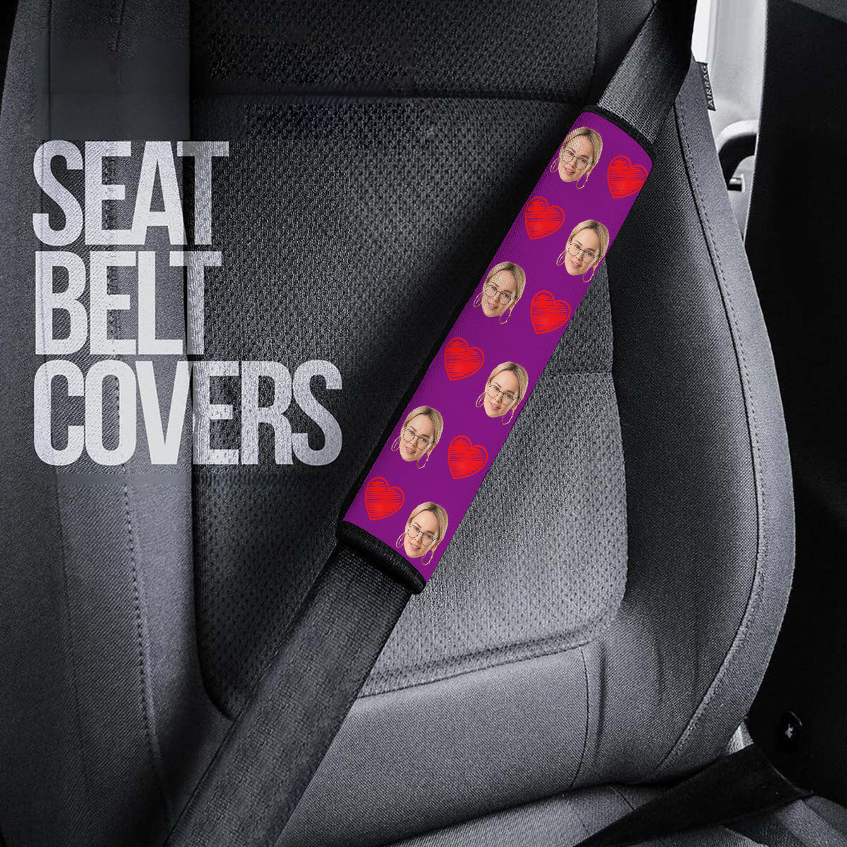 Customized Photo Seat Belt Covers (2PCS) ,Custom Seat Belt Covers with Picture Microfiber Leather Seat Belt Shoulder Pads for More Comfortable Driving, 05 - Delicate Leather