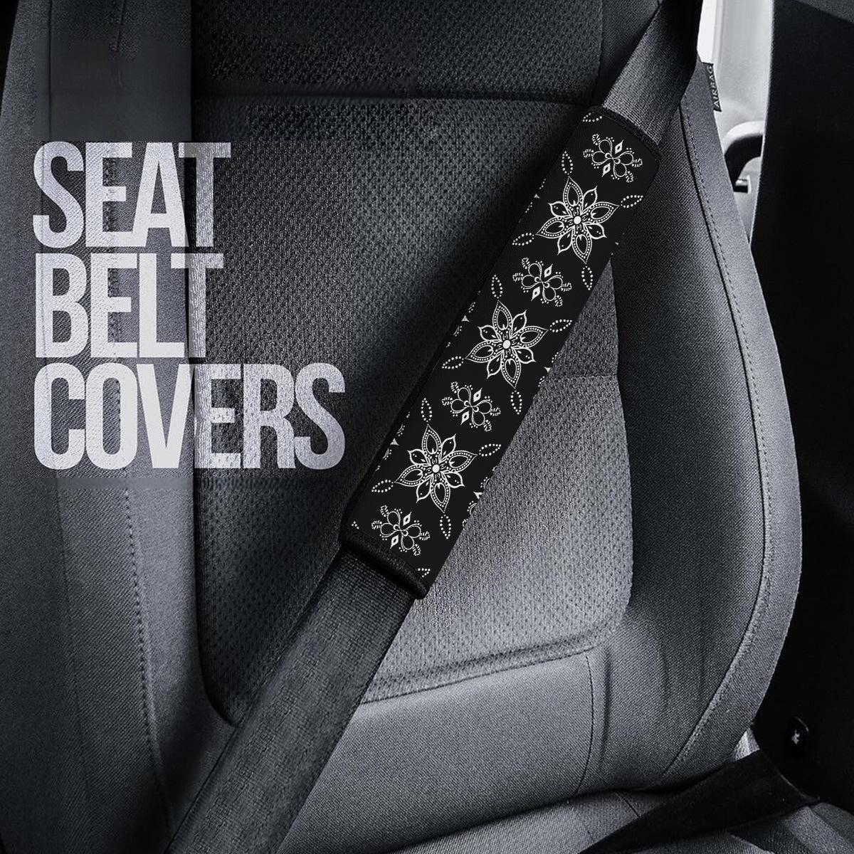 Mandala Boho Seat Belt Covers (2PCS) , Microfiber Leather Seat Belt Shoulder Pads for More Comfortable Driving, Boho 08 - Delicate Leather