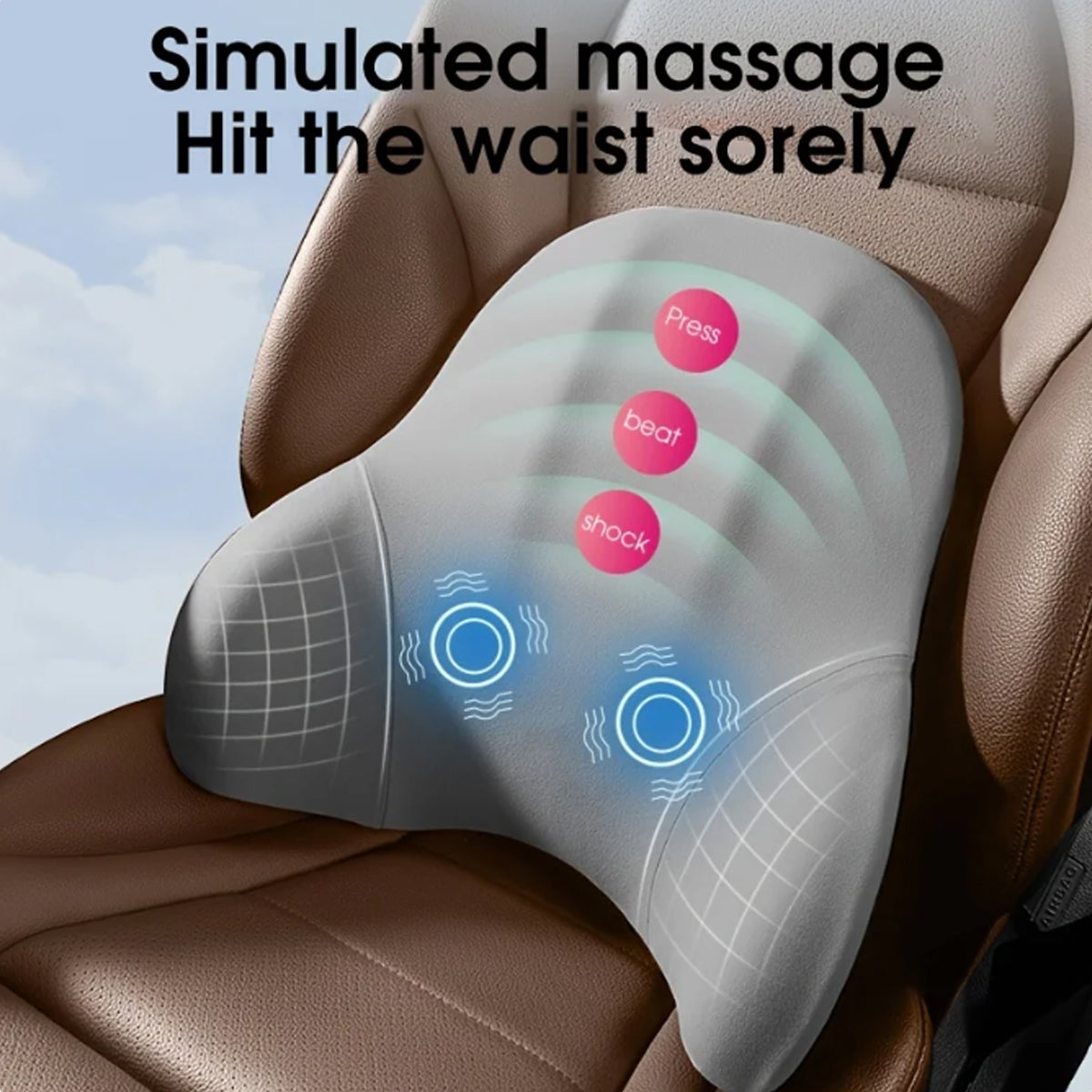 Delicate Leather Car Massage Neck Pillow, Car Seat Headrest Neck Rest Cushion for Driving Seat Auto Vibrating Massage Seat Neck Head Waist Back Cushion for Car and Office - Delicate Leather