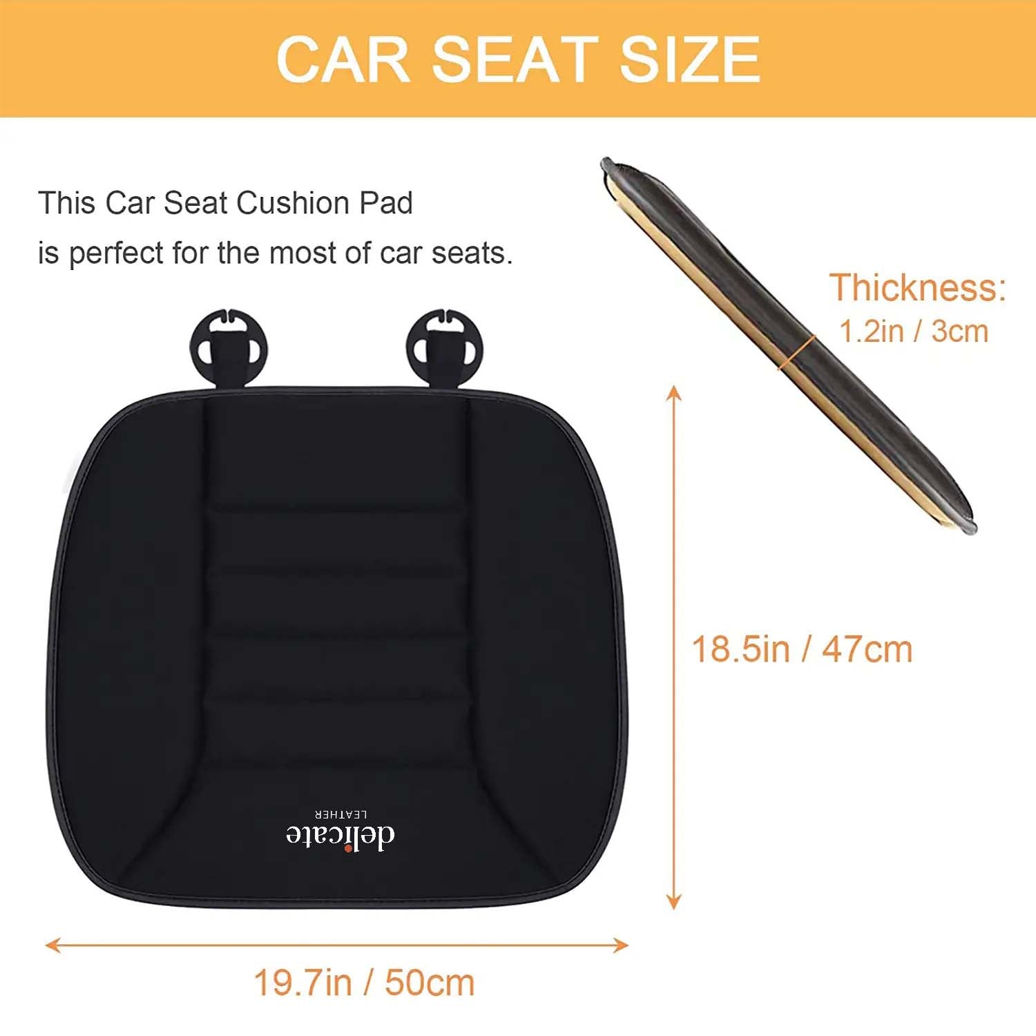 Car Seat Cushion with 1.2inch Comfort Memory Foam, Custom Logo For Your Cars, Seat Cushion for Car and Office Chair IN19989 - Delicate Leather