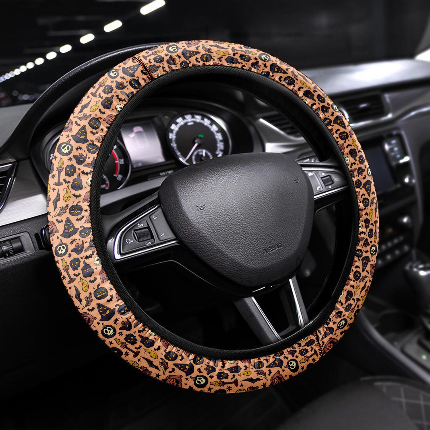 Happy Halloween Car Steering Wheel Cover Update Version, Custom-Fit for Car, Premium Leather Car Steering Wheel Cover , Car Accessories, Halloween 10