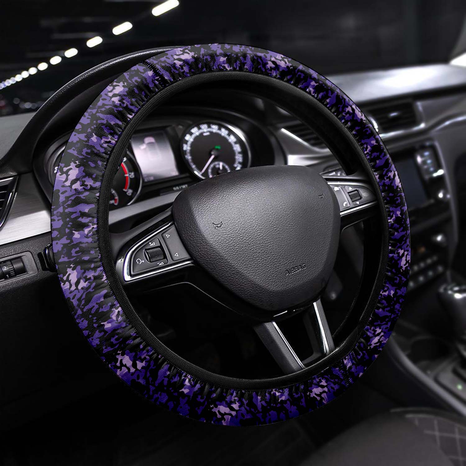 Car Steering Wheel Cover Update Version, Purple Camo Camouflage Custom-Fit for Car, Premium Leather Car Steering Wheel Cover , Car Accessories, Camo 04