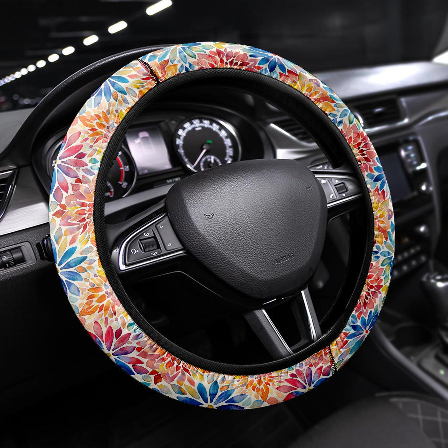 Mandala  Boho Car Steering Wheel Cover Update Version, Forest Botanical Custom-Fit for Car, Premium Leather Car Steering Wheel Cover , Car Accessories, Boho 05 - Delicate Leather