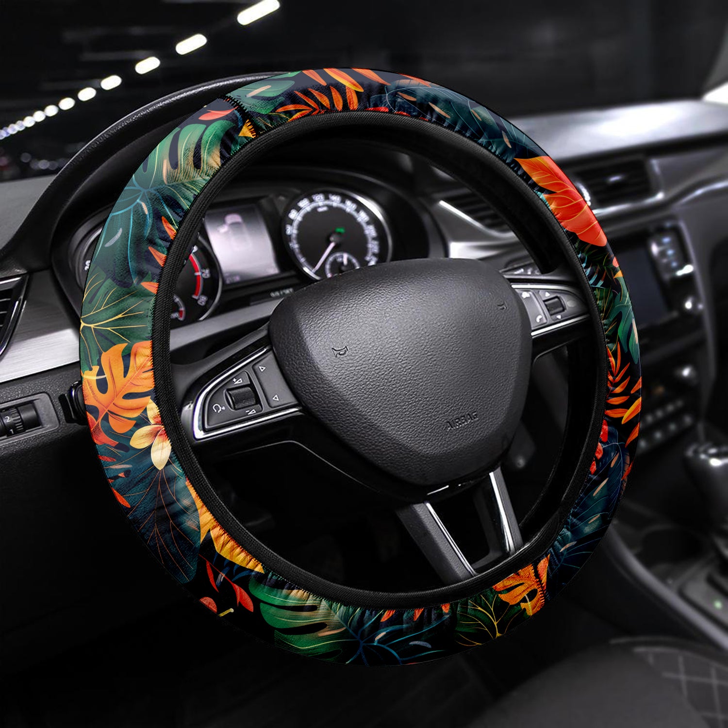 Tropical Rainforest, Forest Botanical, Car Steering Wheel Cover Update Version, Forest Botanical Custom-Fit for Car, Premium Leather Car Steering Wheel Cover , Car Accessories, Tropical 05 - Delicate Leather
