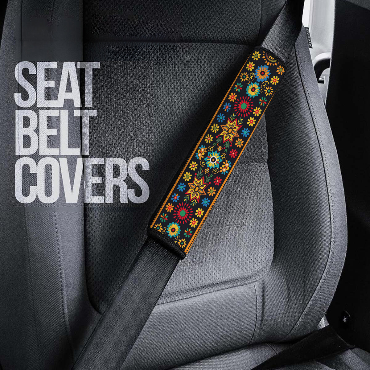 Mandala  Boho Seat Belt Covers (2PCS) , Microfiber Leather Seat Belt Shoulder Pads for More Comfortable Driving, Boho 13 - Delicate Leather