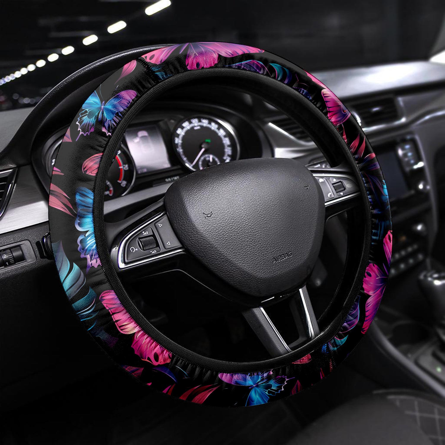 Tropical Rainforest, Forest Botanical, Butterfly And Flower Car Steering Wheel Cover Update Version, Forest Botanical Custom-Fit for Car, Premium Leather Car Steering Wheel Cover , Car Accessories, Tropical 08 - Delicate Leather