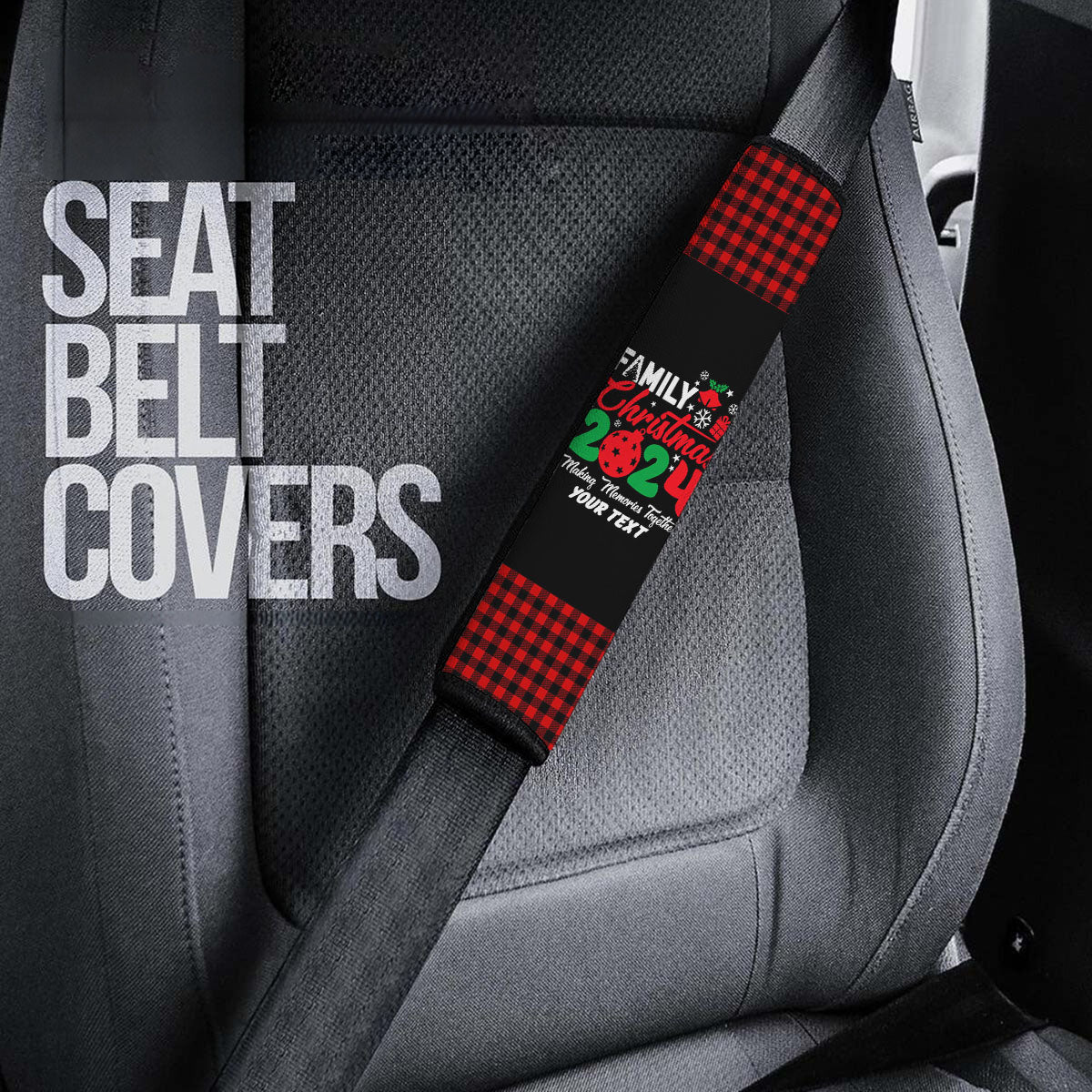 Custom Family Christmas 2024 Seat Belt Covers (2PCS) , Microfiber Leather Seat Belt Shoulder Pads for More Comfortable Driving, Christmas 02