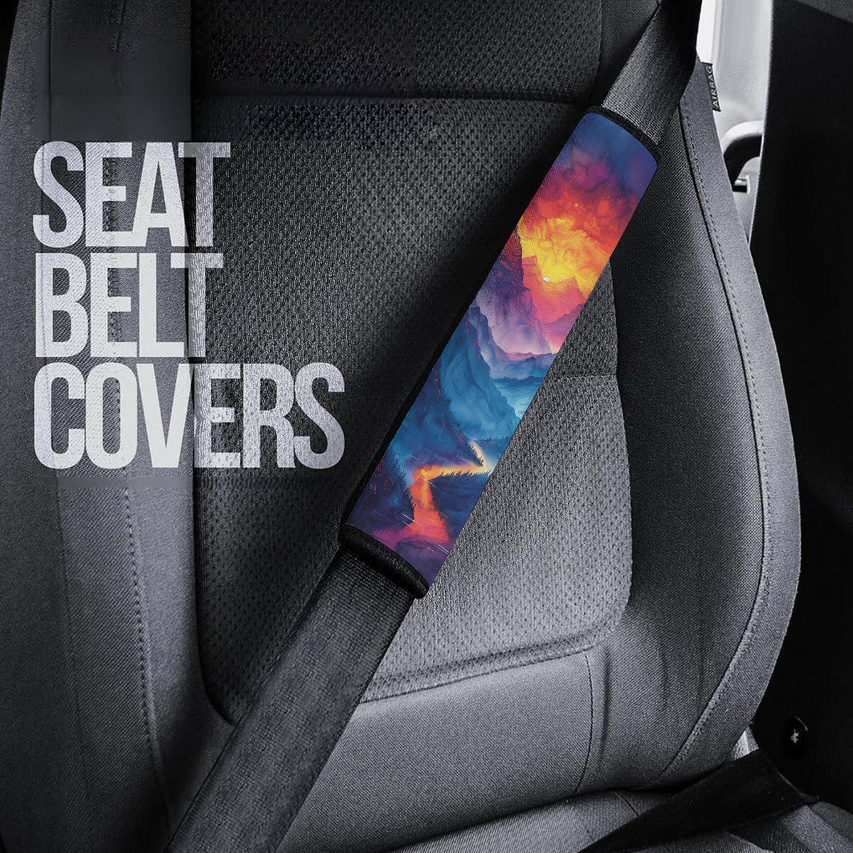 Boho Mountain Seat Belt Covers (2PCS) , Microfiber Leather Seat Belt Shoulder Pads for More Comfortable Driving, Gift For Mother Day, Gift For Dad