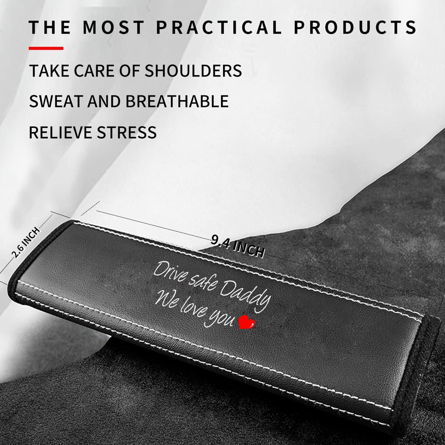 Drive Safe Daddy Car Seat Belt Covers (2PCS), Custom For Your Cars, Microfiber Leather Seat Belt Shoulder Pads for More Comfortable Driving, Father's Day Gift, Car Accessories - Delicate Leather