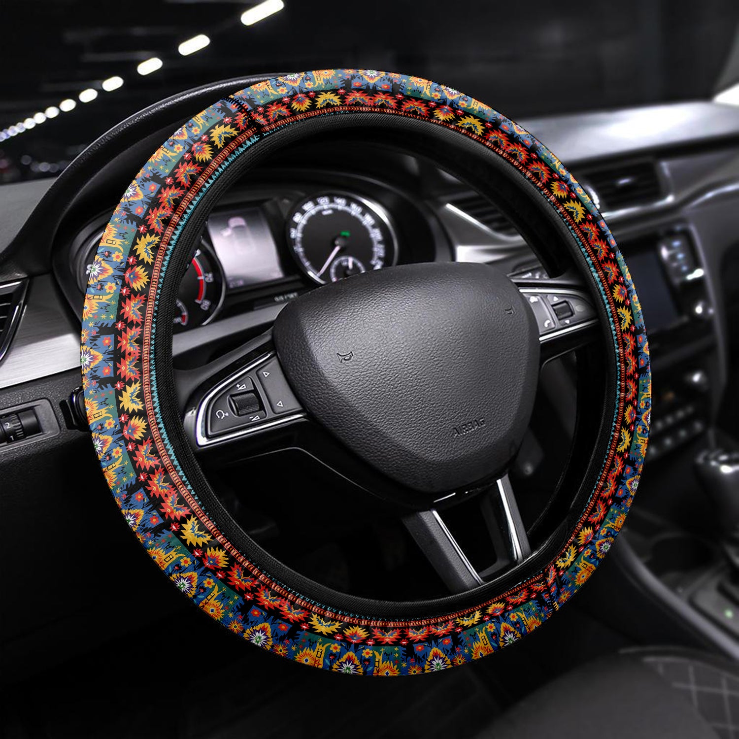 Mandala  Boho Car Steering Wheel Cover Update Version, Forest Botanical Custom-Fit for Car, Premium Leather Car Steering Wheel Cover , Car Accessories, Boho 06 - Delicate Leather