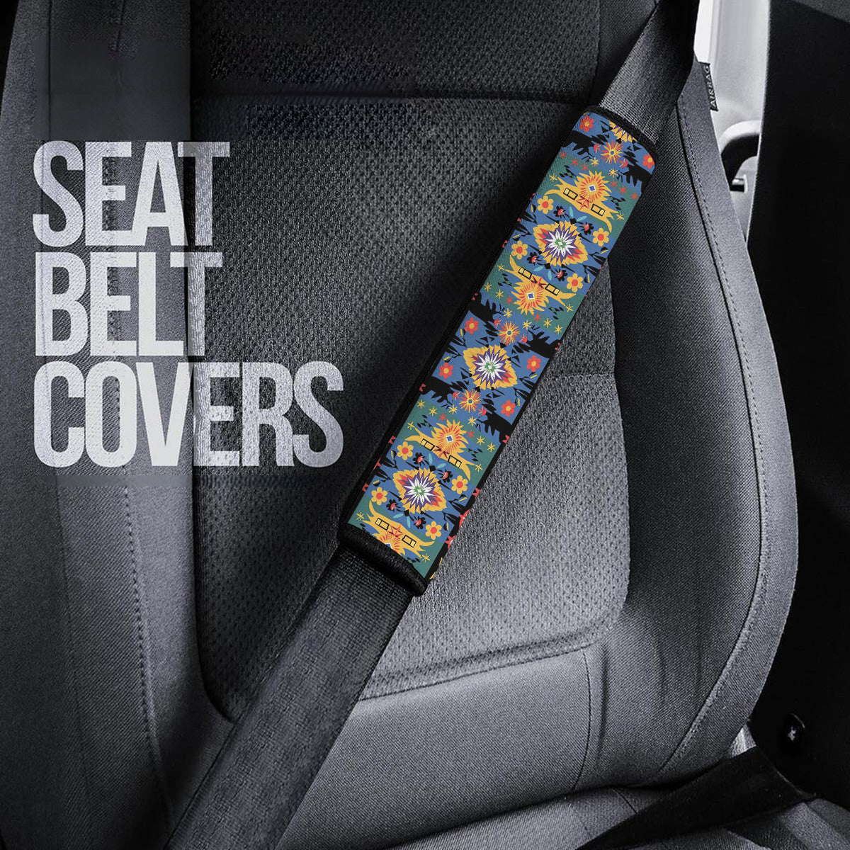 Mandala  Boho Seat Belt Covers (2PCS) , Microfiber Leather Seat Belt Shoulder Pads for More Comfortable Driving, Boho 12 - Delicate Leather