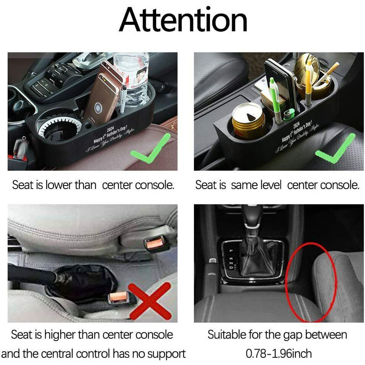 Personalized Cup Holder Portable Multifunction Vehicle Seat Cup Cell Phone Drinks Holder Box Car Interior Organizer, I Love You Daddy, Happy Father's Day, Custom For Your Cars, Car Accessories, Gift for Daddy